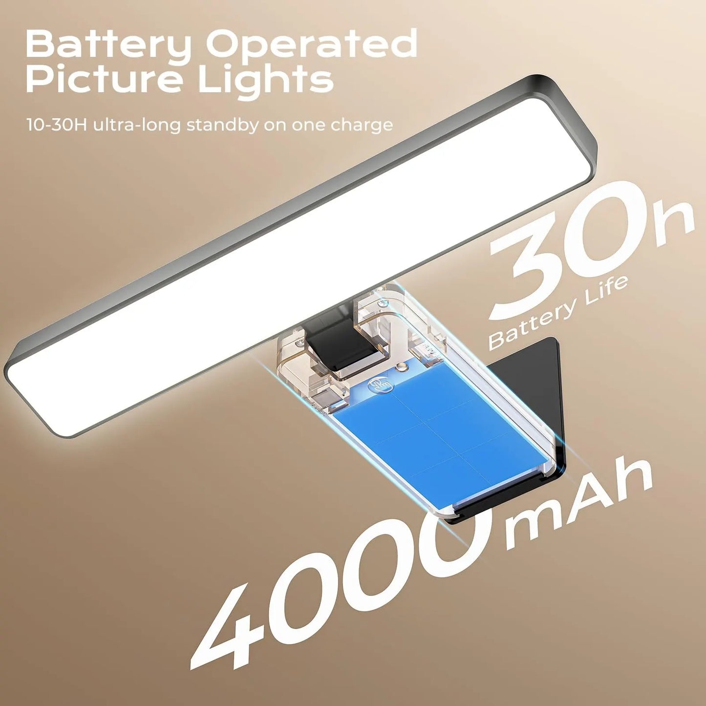 Rechargeable LED Picture Light, Black Cordless Wall Light with Remote Control, 3 Colour Temperatures, 10 Brightness Levels, 180° Adjustable Head, Timer, USB-C Charging 2 Pack Black - Image 4