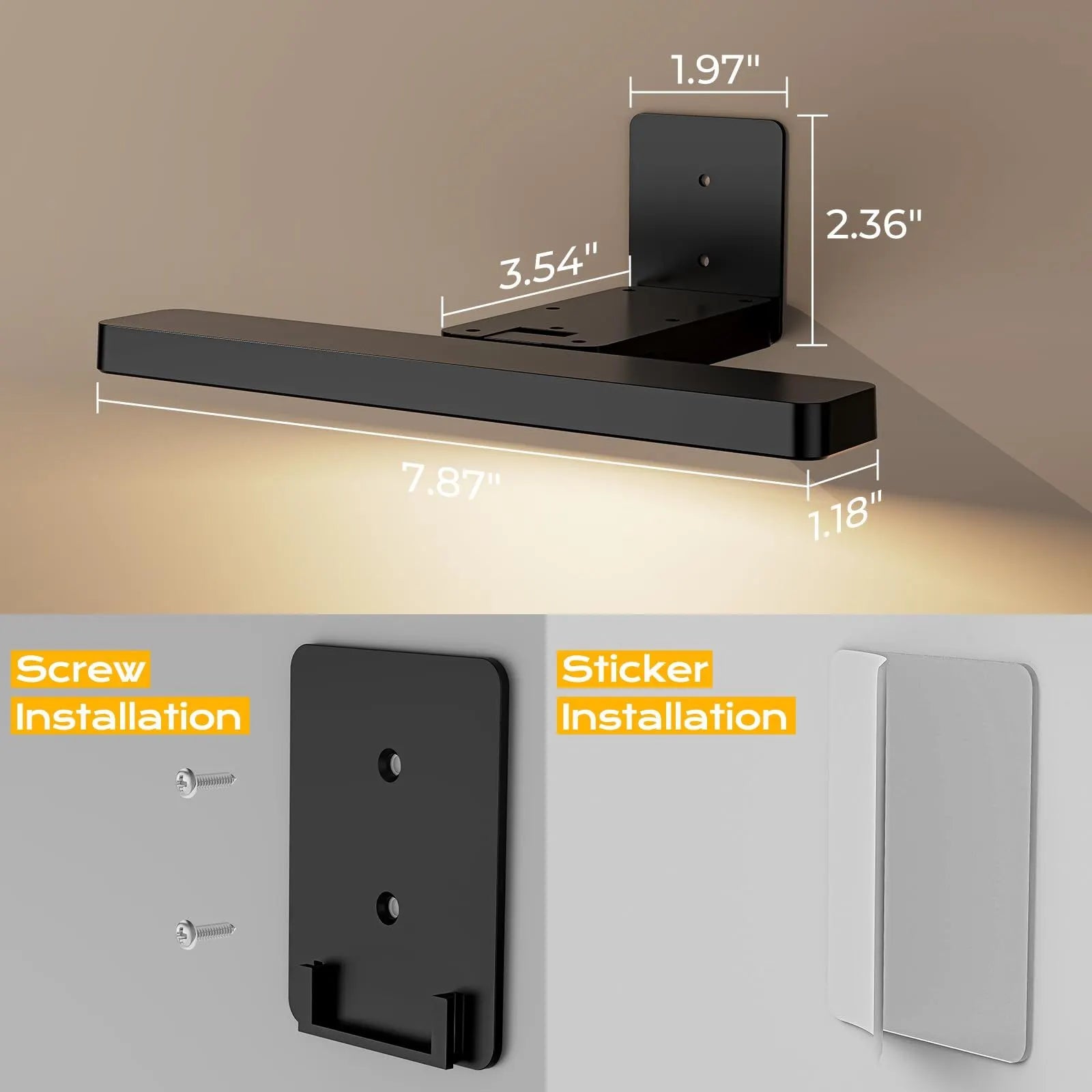 Rechargeable LED Picture Light, Black Cordless Wall Light with Remote Control, 3 Colour Temperatures, 10 Brightness Levels, 180° Adjustable Head, Timer, USB-C Charging 2 Pack Black - Image 8