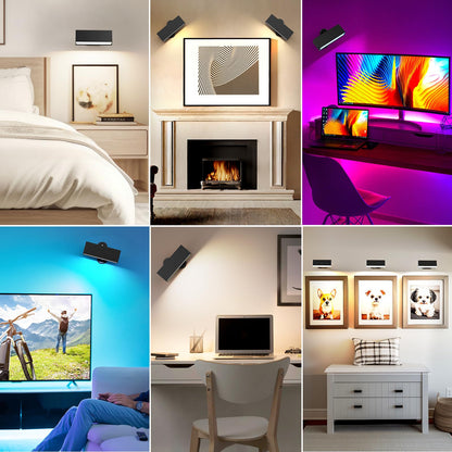 LED Wall Lights 2 Pack with Remote,Wall Sconces Lamp 3000mAh Rechargeable Battery Operated,3 Color Temperatures & 12 RGB Dimmable Magnetic 360° Rotation Cordless Light (Black) - Image 5