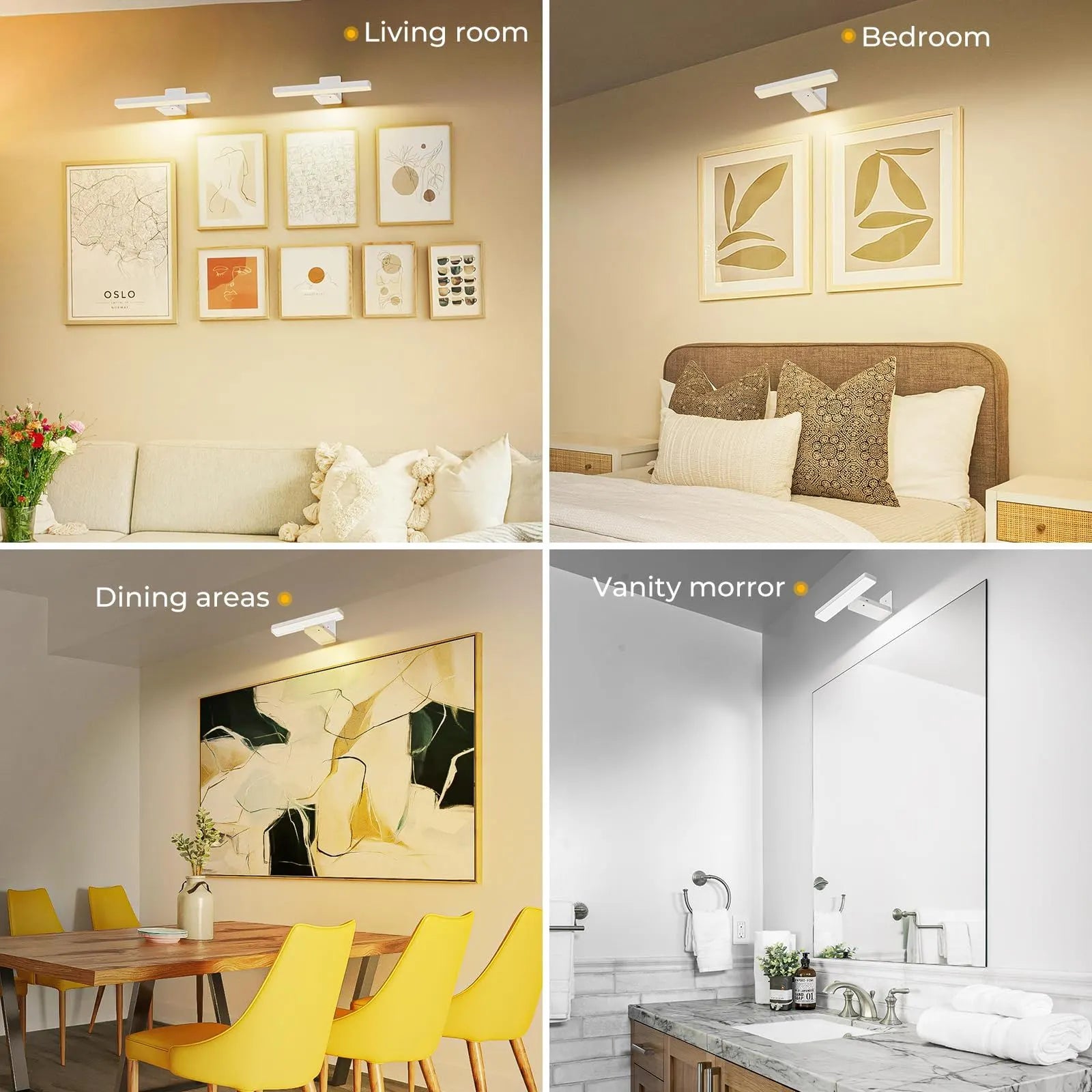 White Rechargeable Picture Light with Remote, Dimmable 3 Colour LED Wall Light for Artwork, Frames, Mirrors and Gallery Walls - Image 5