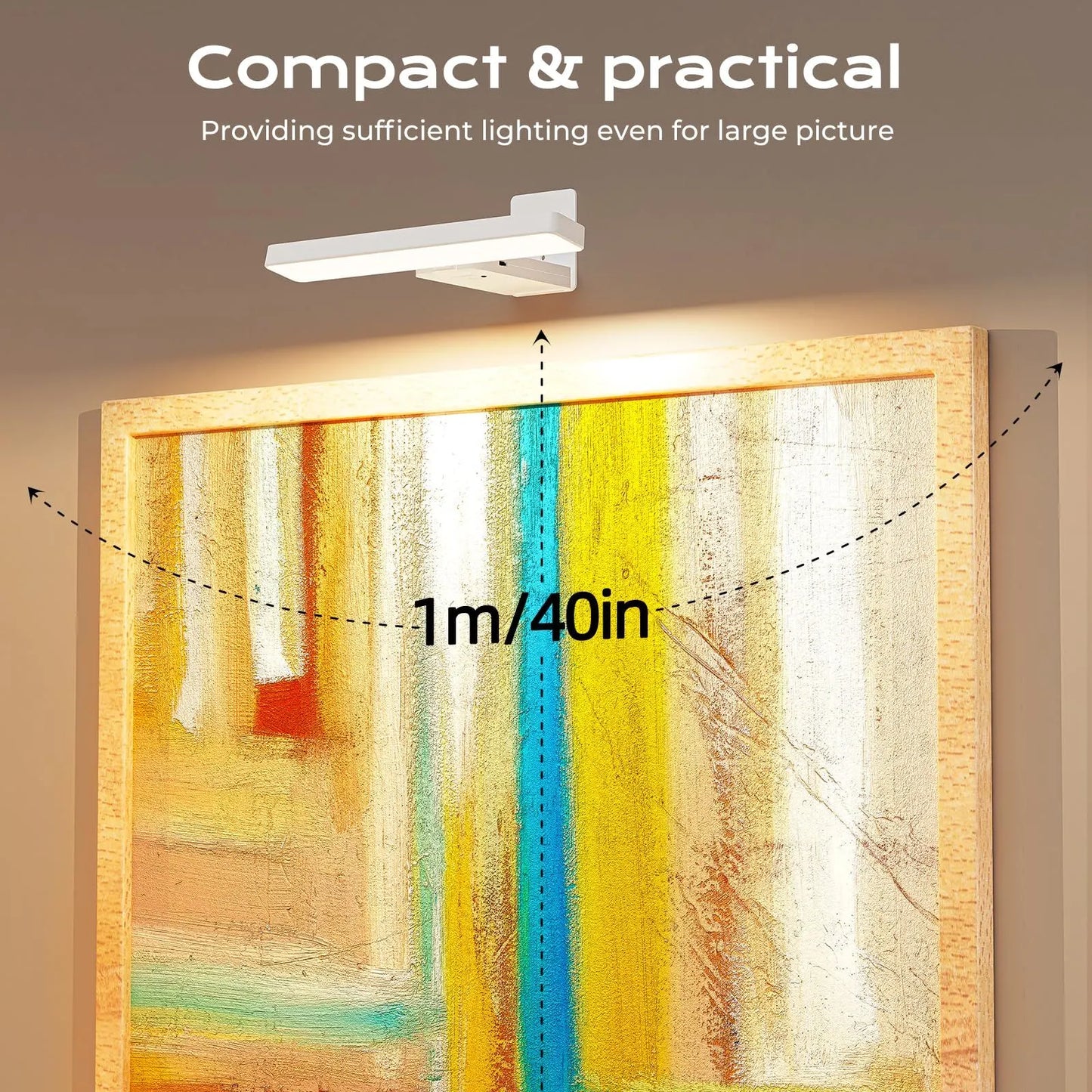 White Rechargeable Picture Light with Remote, Dimmable 3 Colour LED Wall Light for Artwork, Frames, Mirrors and Gallery Walls - Image 7