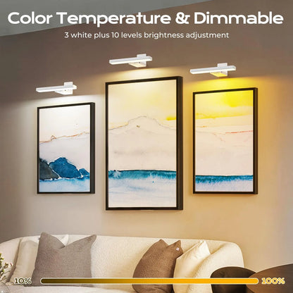 White Rechargeable Picture Light with Remote, Dimmable 3 Colour LED Wall Light for Artwork, Frames, Mirrors and Gallery Walls - Image 8