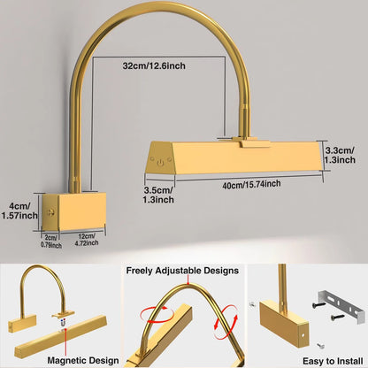 Picture Frame Light with Remote, Wireless 16 Inch Gold Art Light, Battery Picture Light with 3 CCT, Dimmable and Timer Wall Picture Lights for Painting, Wall, Gallery, Artwork, Frame - Image 2