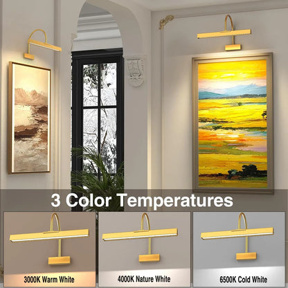 Picture Frame Light with Remote, Wireless 16 Inch Gold Art Light, Battery Picture Light with 3 CCT, Dimmable and Timer Wall Picture Lights for Painting, Wall, Gallery, Artwork, Frame - Image 3