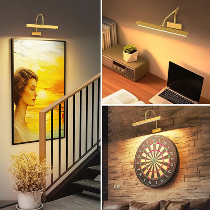 Picture Frame Light with Remote, Wireless 16 Inch Gold Art Light, Battery Picture Light with 3 CCT, Dimmable and Timer Wall Picture Lights for Painting, Wall, Gallery, Artwork, Frame - Image 7