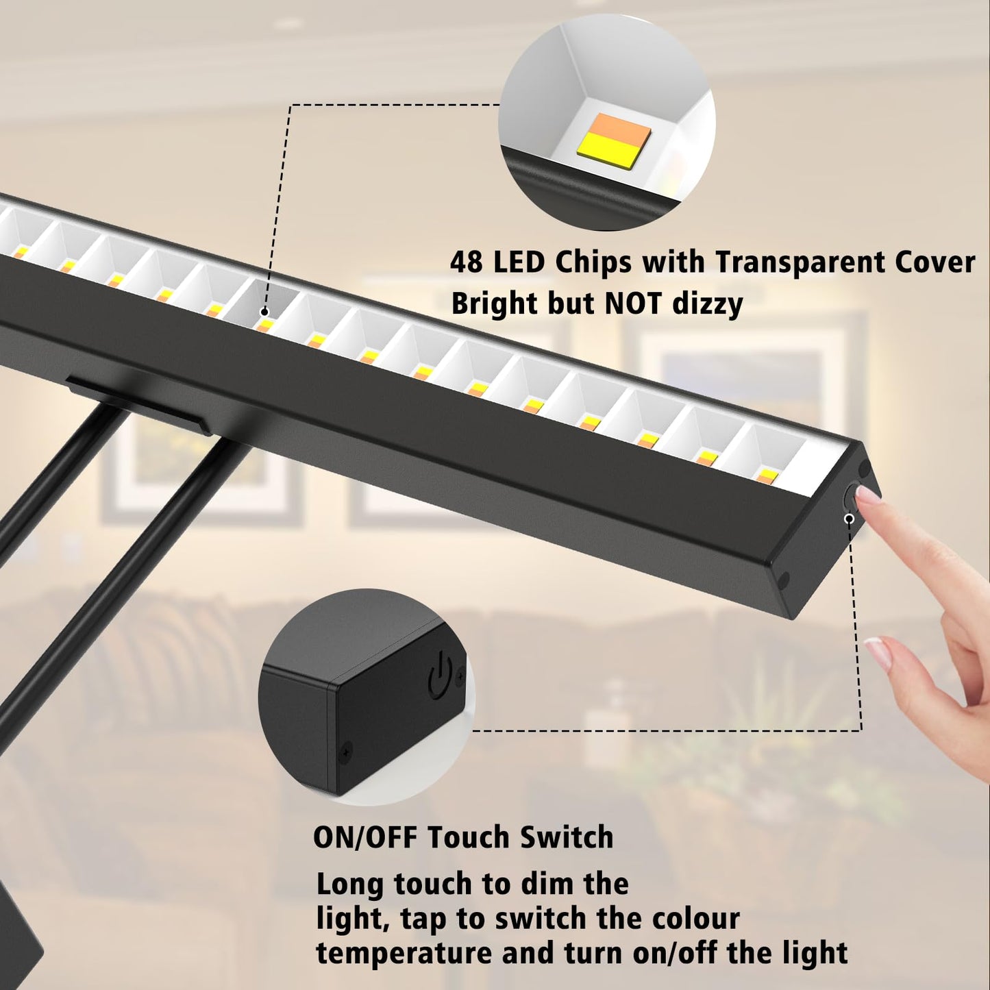Picture Light Battery Operated, 16in Wireless Art Light for Paintings Color Temperature Adjustable Dimmable Battery Picture Light with Remote Control for Gallery Dartboard Art Bedroom Bathroom - Image 5