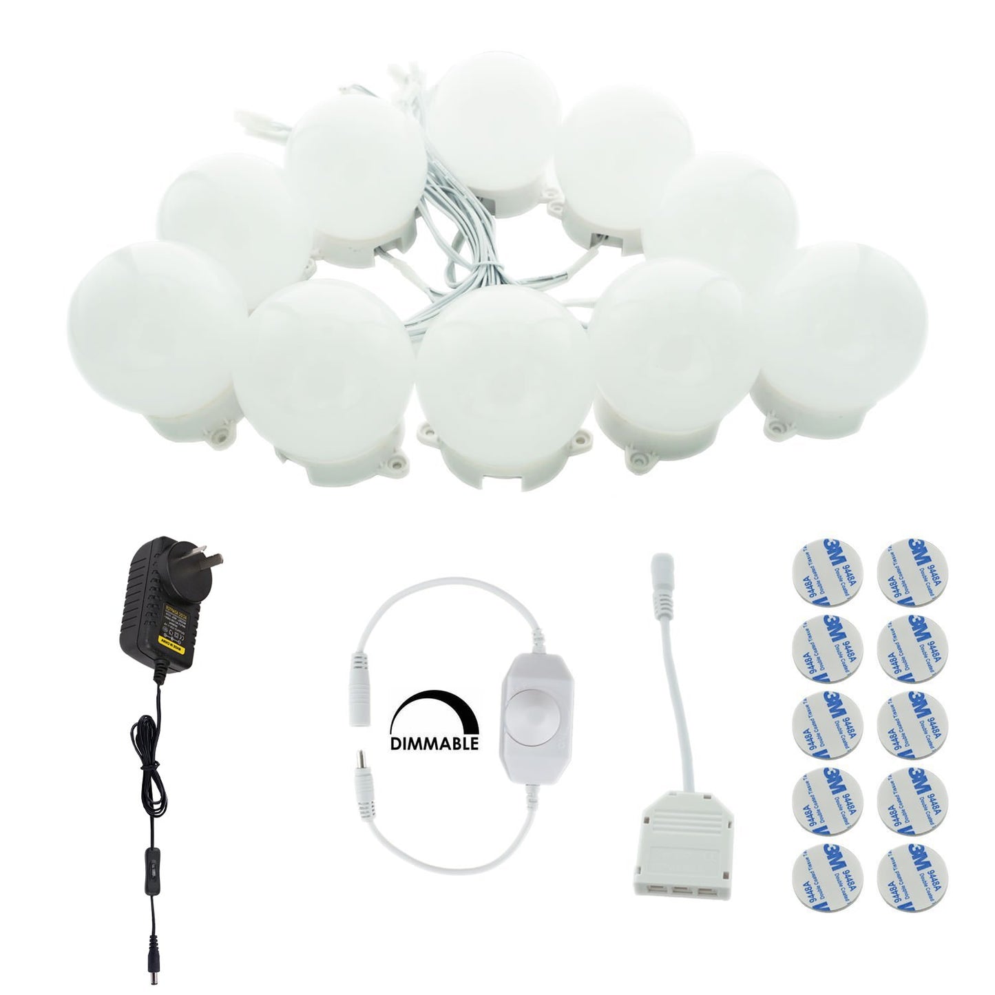 Hollywood Super Star Style Makeup Mirror Vanity LED Light Bulbs Kit for Dressing Table Dimmable & Plug in, Linkable and Flexible Strip, Mirror Not Included - Image 2