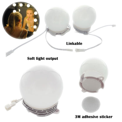 Hollywood Super Star Style Makeup Mirror Vanity LED Light Bulbs Kit for Dressing Table Dimmable & Plug in, Linkable and Flexible Strip, Mirror Not Included - Image 3