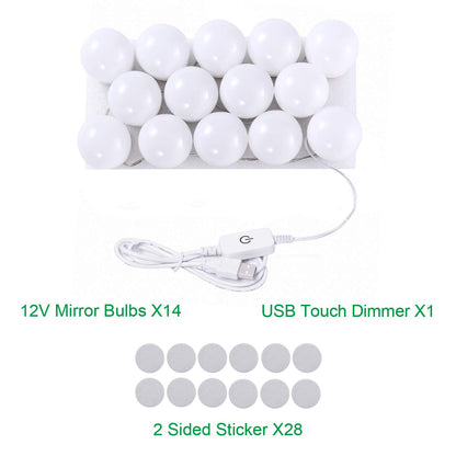 Hollywood LED Vanity Mirror Lights Kit, Dimmable Stick on USB Vanity Lights,Makeup Light Strip for for Bedroom, Dressing Room, Wedding, Party illuminating, CRI>90 (4000K Natural White 14 Bulbs 5V USB) - Image 2