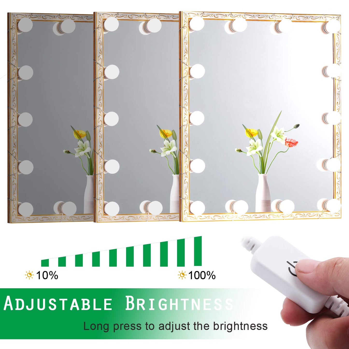 Hollywood LED Vanity Mirror Lights Kit, Dimmable Stick on USB Vanity Lights,Makeup Light Strip for for Bedroom, Dressing Room, Wedding, Party illuminating, CRI>90 (4000K Natural White 14 Bulbs 5V USB) - Image 5