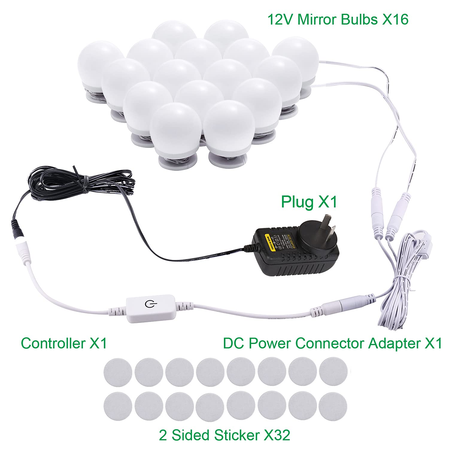 Hollywood Mirror Lights Makeup Vanity Lights, LED Vanity Mirror Lights Kit for Dressing Table, Dimmable and Adapter Plug in, Mirror Not Included (16 Bulbs Natural White) - Image 2