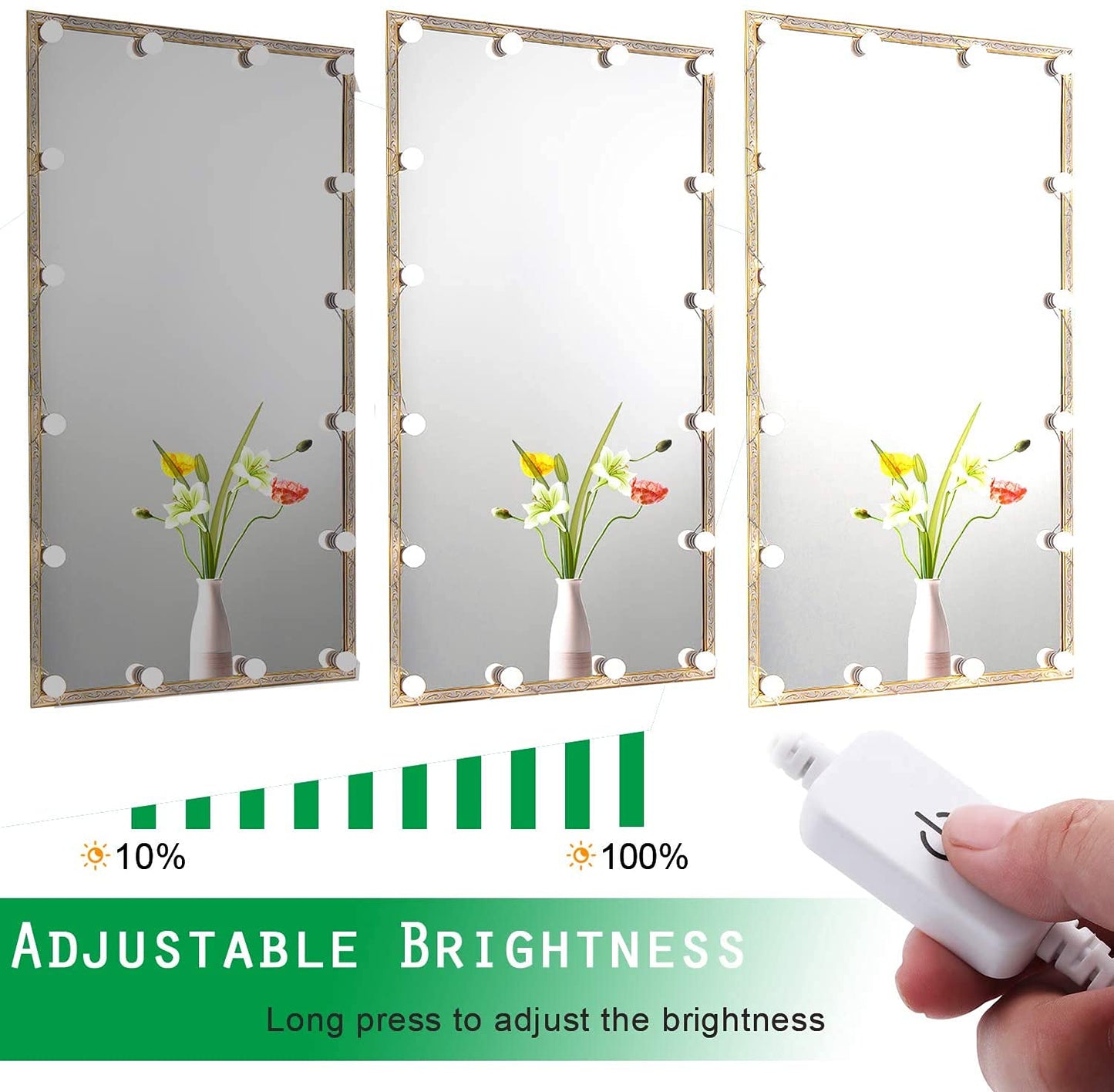 Hollywood Mirror Lights Makeup Vanity Lights, LED Vanity Mirror Lights Kit for Dressing Table, Dimmable and Adapter Plug in, Mirror Not Included (16 Bulbs Natural White) - Image 5