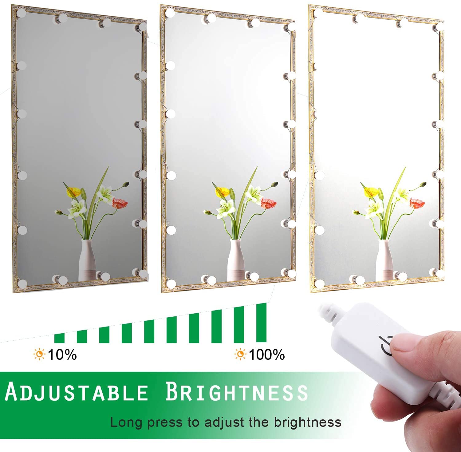 Hollywood Mirror Lights Makeup Vanity Lights, LED Vanity Mirror Lights Kit for Dressing Table, Dimmable and Adapter Plug in, Mirror Not Included (16 Bulbs Natural White) - Image 5