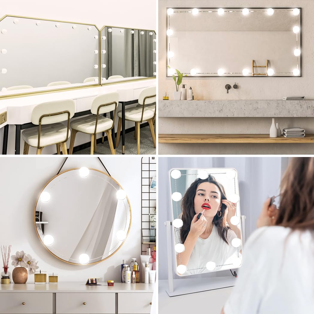 Hollywood Mirror Lights Makeup Vanity Lights, LED Vanity Mirror Lights Kit for Dressing Table, Dimmable and Adapter Plug in, Mirror Not Included (16 Bulbs Natural White) - Image 7
