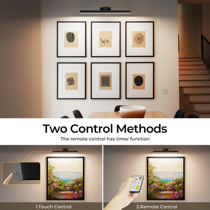 Wall Picture Light, 24in Battery-Powered Gallery Light for Artwork, CCT Dimmable Rechargeable Battery Wall Lamp with Remote Control for Living Room, Gallery, and Dartboard (Black) - Image 4