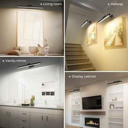 Wall Picture Light, 24in Battery-Powered Gallery Light for Artwork, CCT Dimmable Rechargeable Battery Wall Lamp with Remote Control for Living Room, Gallery, and Dartboard (Black) - Image 7