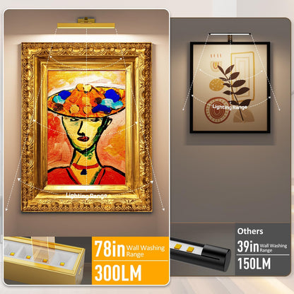 Picture Lights for Wall, Battery Operated Picture Light 16in Gallery Light for Paintings CCT Dimmable Gold - Image 5