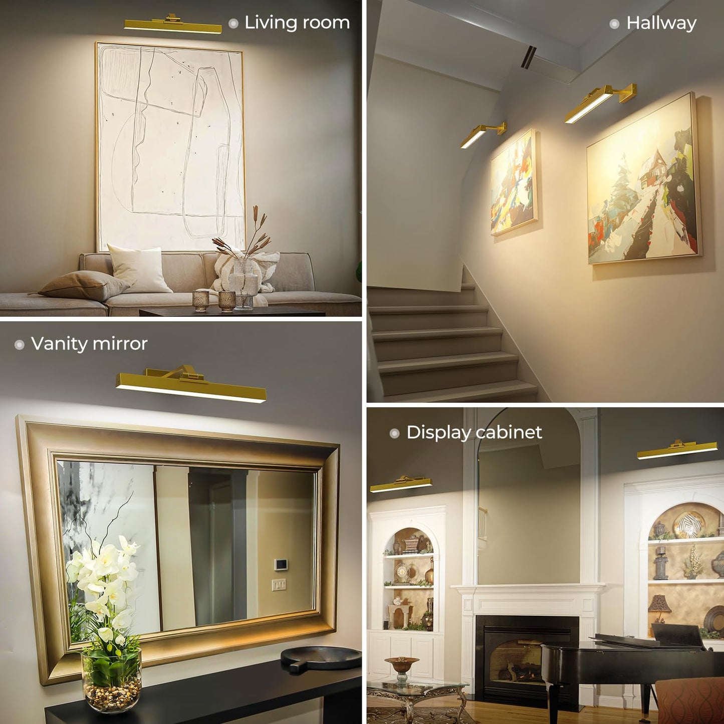 Picture Lights for Wall, Battery Operated Picture Light 16in Gallery Light for Paintings CCT Dimmable Gold - Image 6