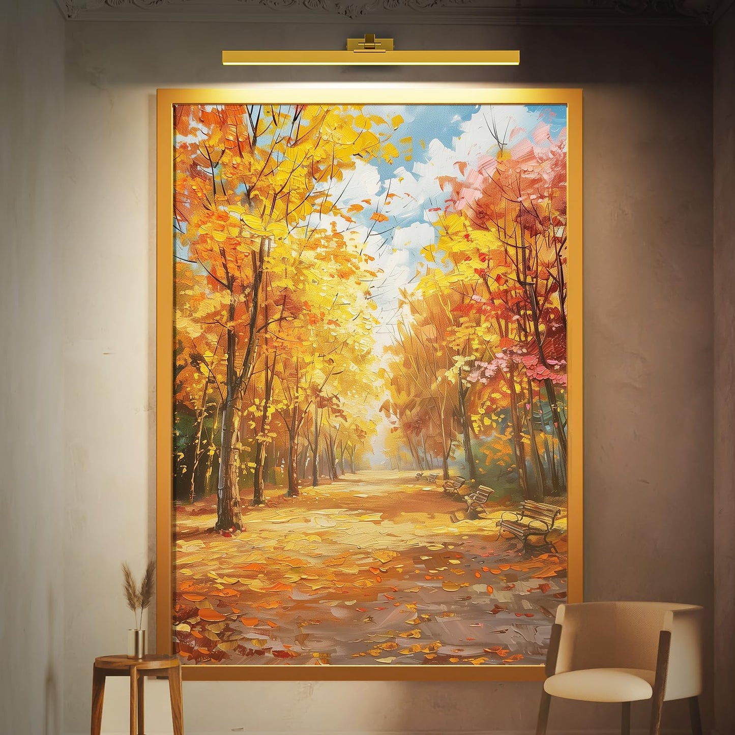 Wall Picture Light, 24in Battery-Powered Gallery Light for Artwork, CCT Dimmable Rechargeable Battery Wall Lamp with Remote Control for Living Room, Gallery, and Dartboard (Gold) - Image 6