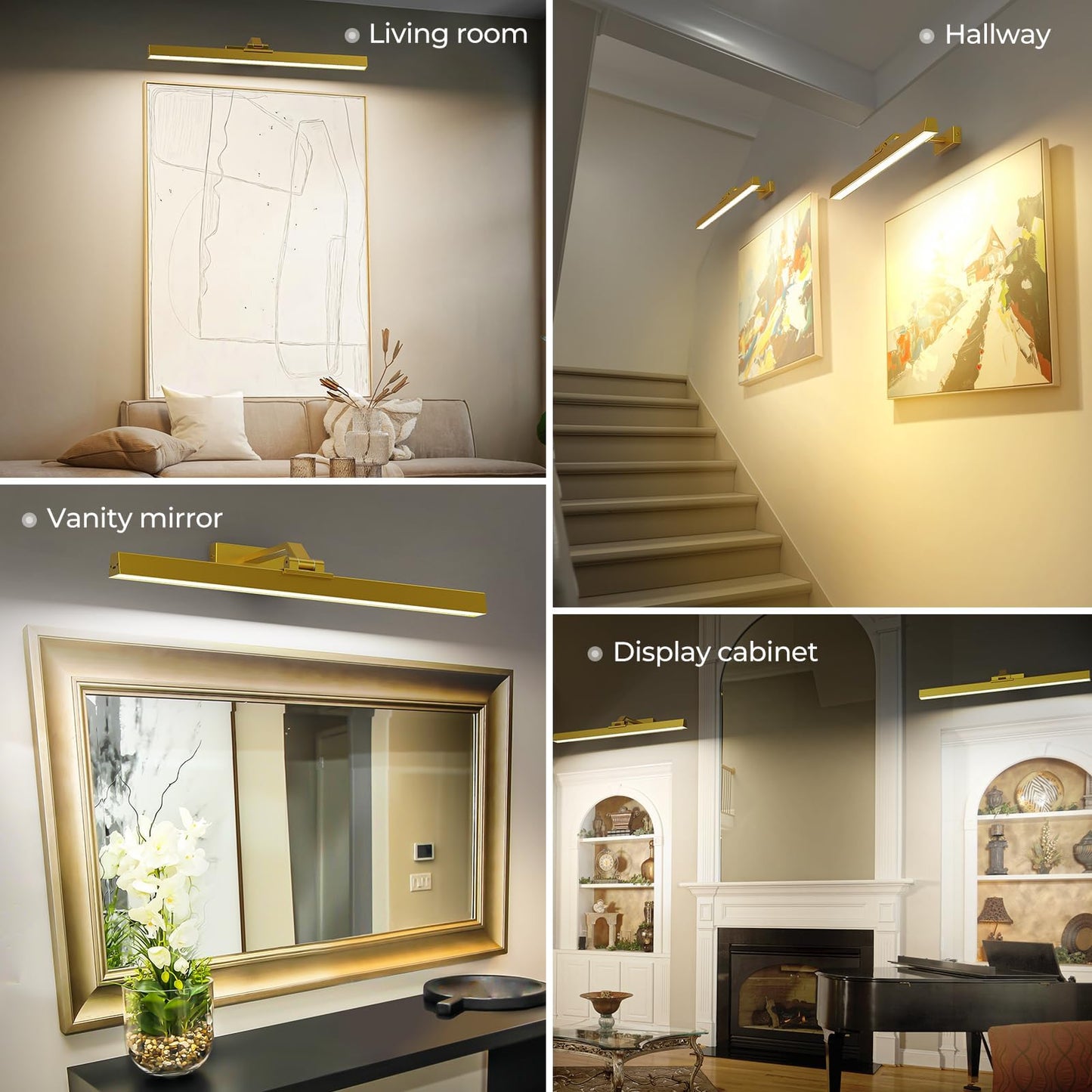 Wall Picture Light, 24in Battery-Powered Gallery Light for Artwork, CCT Dimmable Rechargeable Battery Wall Lamp with Remote Control for Living Room, Gallery, and Dartboard (Gold) - Image 7