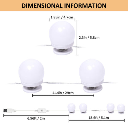 LED Makeup Vanity Lights with 14 Dimmable Light Bulbs, Hollywood Style Cosmetic Mirror Lights, USB Cable, 3 Color Modes for Dressing Room Tabletop Bedroom - Image 4