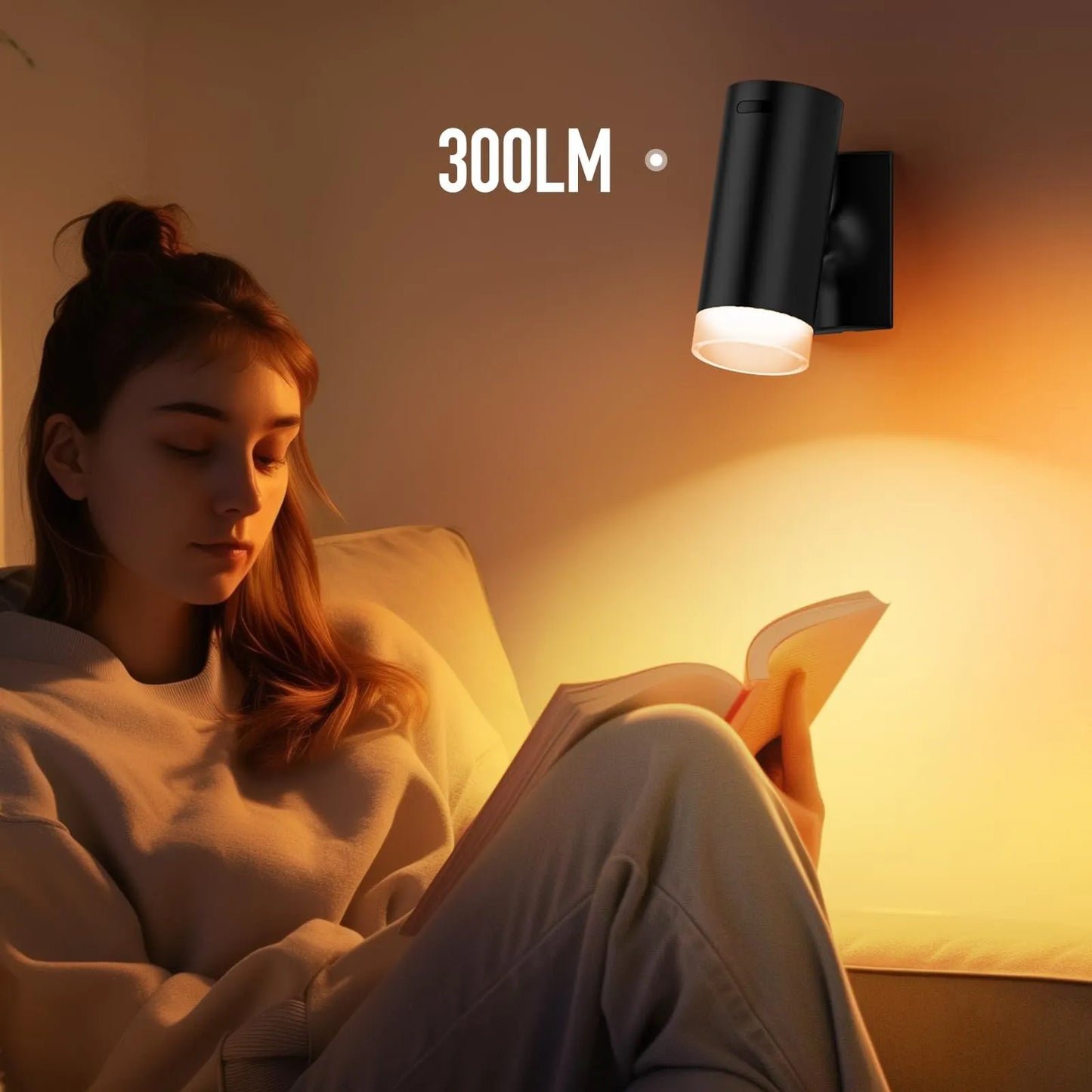 Battery Operated Wall Sconce CCT Dimmable Wireless Reading Light, Rechargeable LED Wall Light with Magnet Ball, Picture Wall Light Decor for Reading Bedroom Bedside - Image 2