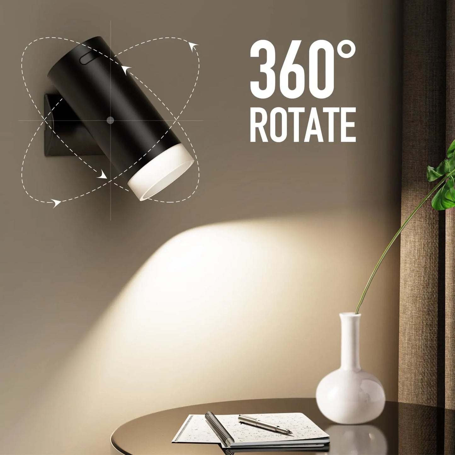 Battery Operated Wall Sconce CCT Dimmable Wireless Reading Light, Rechargeable LED Wall Light with Magnet Ball, Picture Wall Light Decor for Reading Bedroom Bedside - Image 6
