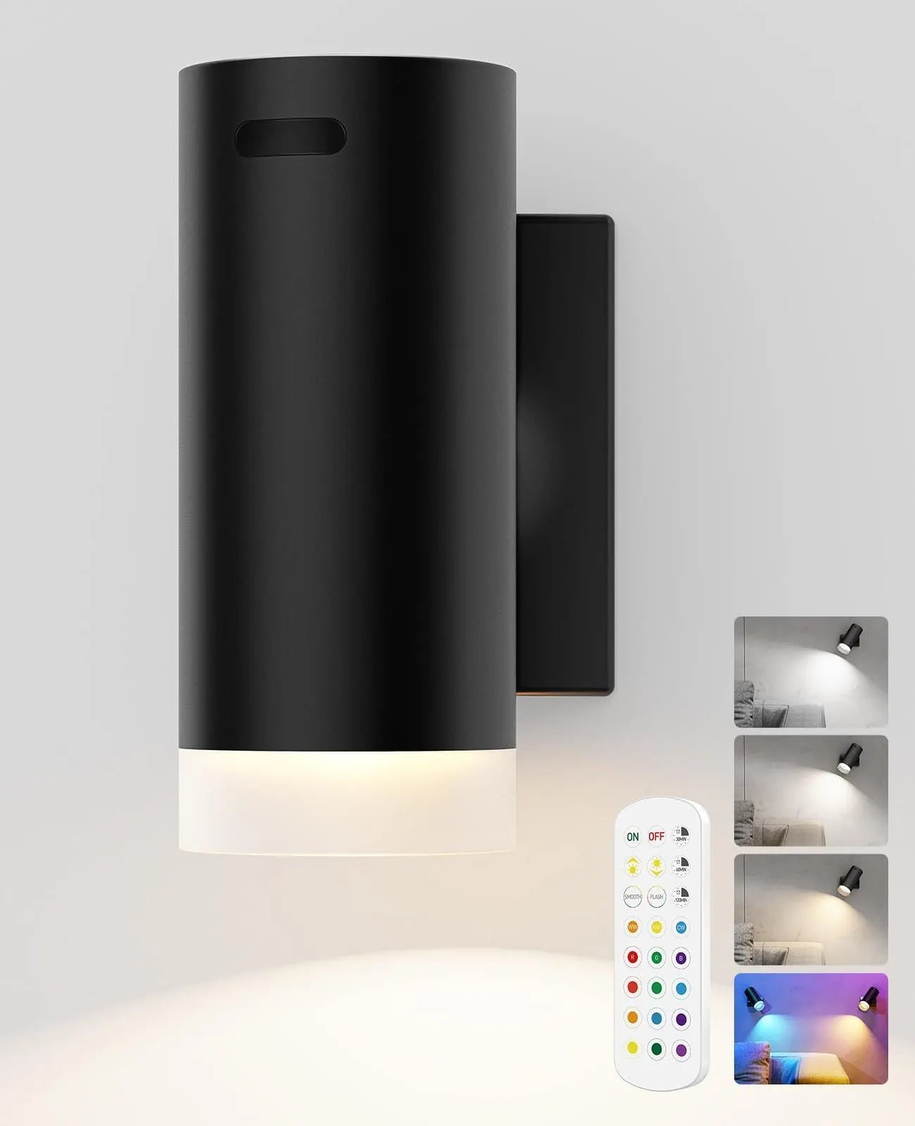 LED Wall Sconce, Wireless Battery Operated Wall Sconce with Rechargeable Battery Operated 12RGB and 3CCT Dimmable Magnetic Light, for Bedroom Bedside Reading Living Room Picture