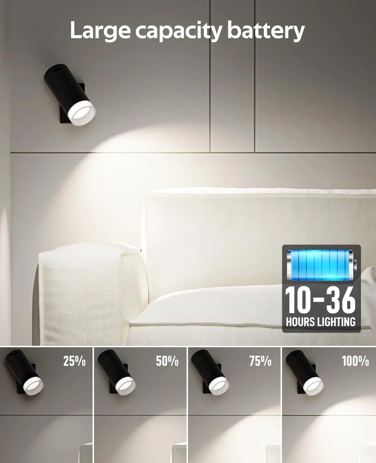 LED Wall Sconce, Wireless Battery Operated Wall Sconce with Rechargeable Battery Operated 12RGB and 3CCT Dimmable Magnetic Light, for Bedroom Bedside Reading Living Room Picture - Image 5