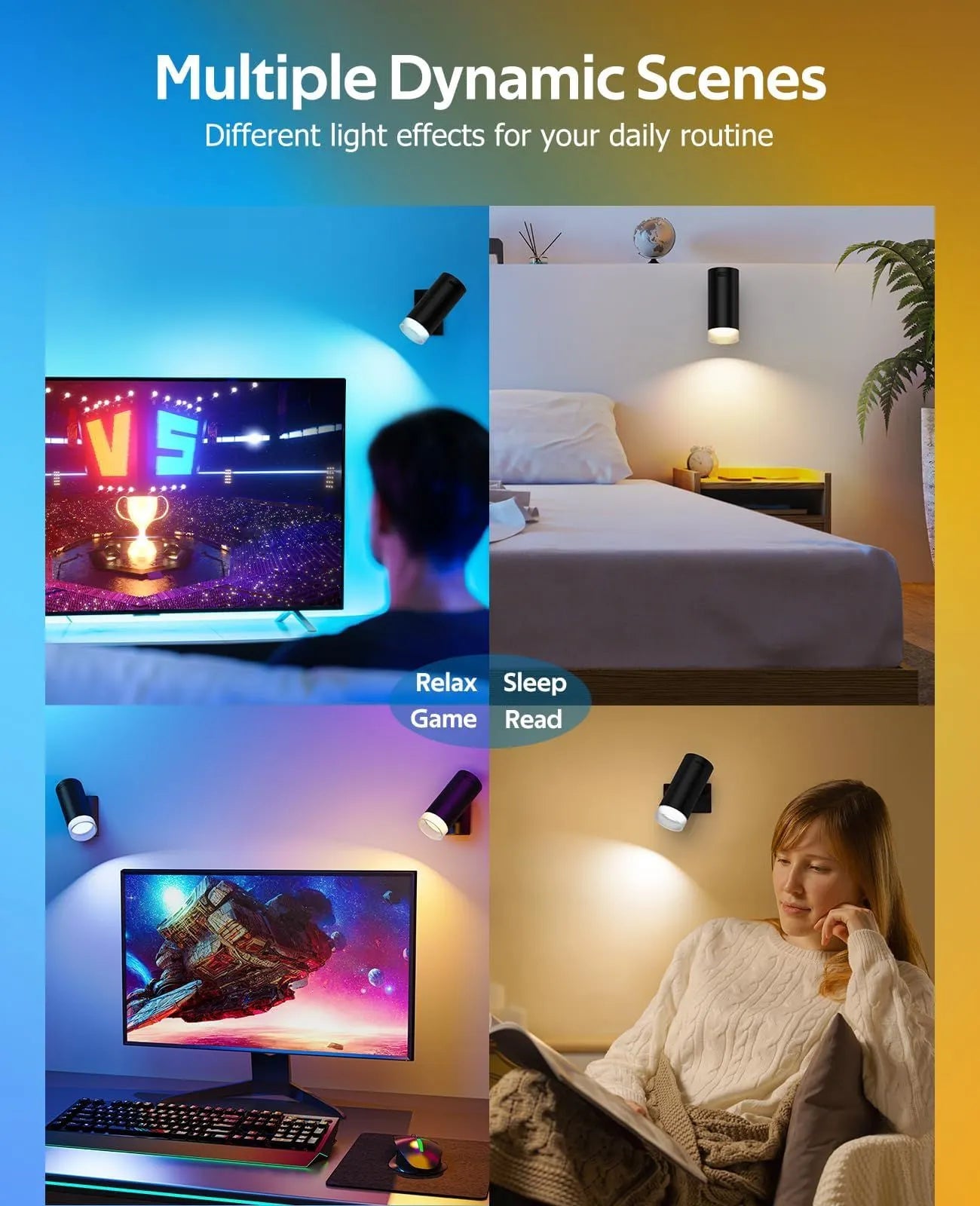 LED Wall Sconce, Wireless Battery Operated Wall Sconce with Rechargeable Battery Operated 12RGB and 3CCT Dimmable Magnetic Light, for Bedroom Bedside Reading Living Room Picture - Image 8