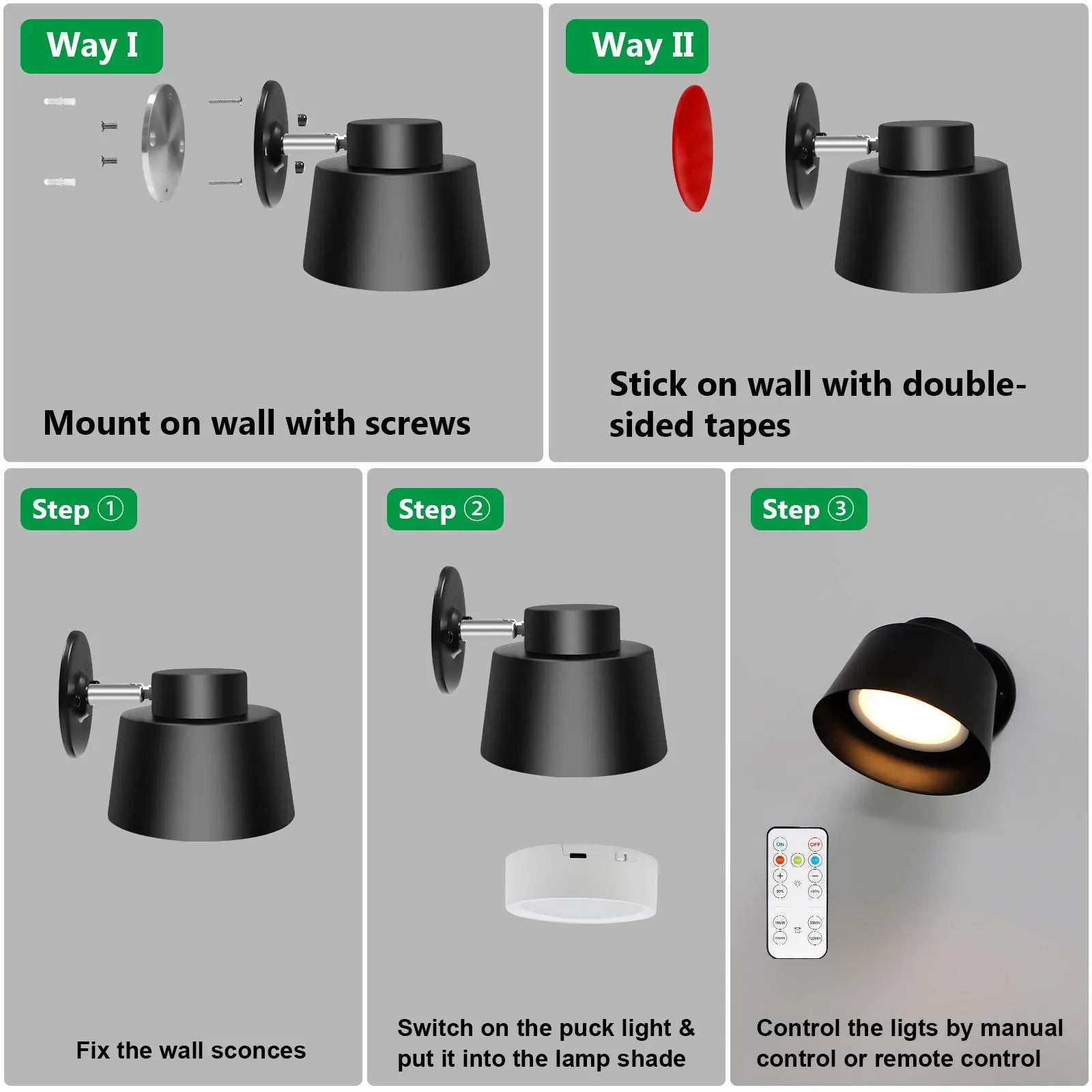 AIBOO Art Display Light, Picture Light Rechargeable Black, Color Changing & Dimmable with Remote LED Rotatable Wall Light for Pictures, Paintings, Portraits, Artworks - Image 7