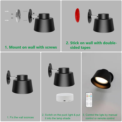 AIBOO Art Display Light, Picture Light Rechargeable Black, Color Changing & Dimmable with Remote LED Rotatable Wall Light for Pictures, Paintings, Portraits, Artworks - Image 8