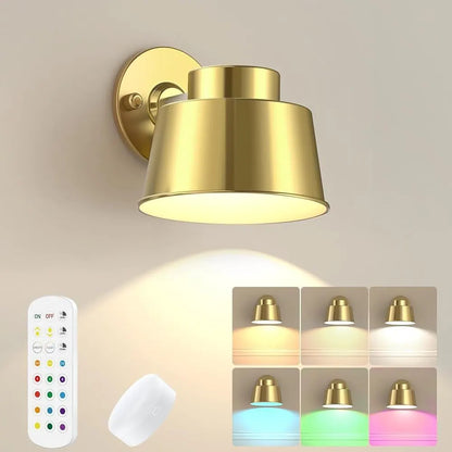 AIBOO Night Light Wireless Wall Light Indoor LED,Battery Operated Wall Lights Rechargeable Lamp with Remote,Touch Lamp Dimmable Wall Sconces Bedside Lamp for Bedroom Livingroom (Gold, 1Pack) [Energy Class E]