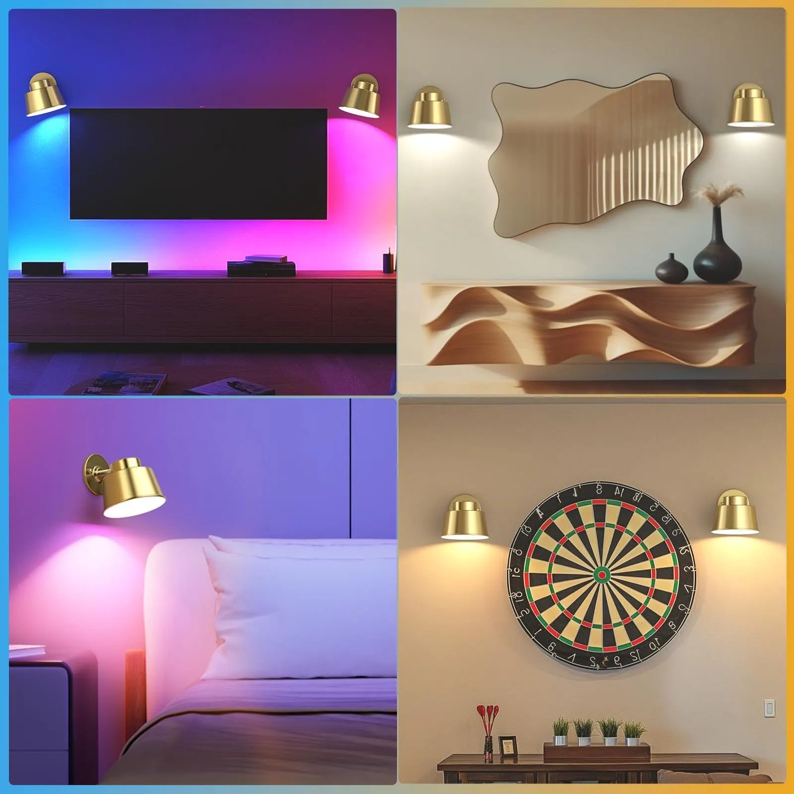 AIBOO Night Light Wireless Wall Light Indoor LED 2 Pack,Battery Operated Wall Lights Rechargeable Lamp with Remote,Touch Lamp Dimmable Wall Sconces Bedside Lamp for Bedroom Livingroom (Gold, 2Pack) [Energy Class E] - Image 5