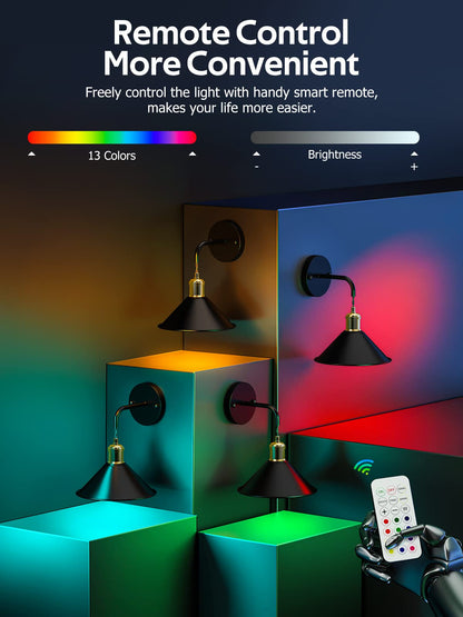 Battery Operated Wall Sconce, Wireless Wall Lights Set of 2, 13 RGB Colors Dimmable Battery Powered Wall Lamp with Remote Memory Function Auto Timer for Bedroom Living Room Hallway - Image 4