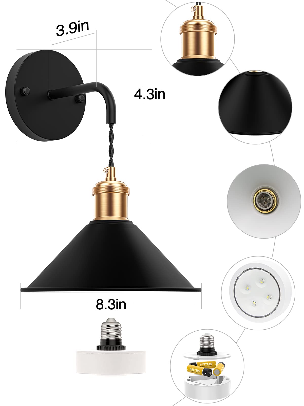Battery Operated Wall Sconce, Wireless Wall Lights Set of 2, 13 RGB Colors Dimmable Battery Powered Wall Lamp with Remote Memory Function Auto Timer for Bedroom Living Room Hallway - Image 6