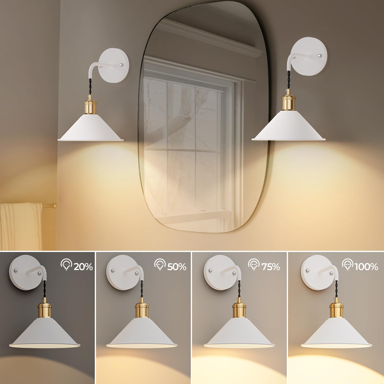 Battery Operated Wall Sconce, Wireless Wall Lights Set of 2, 13 RGB Colors Dimmable Battery Powered Wall Lamp with Remote, Memory Function, Timer for Bedroom, Living Room - Image 3