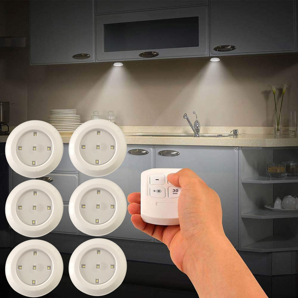 6 LED Light Set with Remote - Cool White for Cabinets & Displays - Image 4