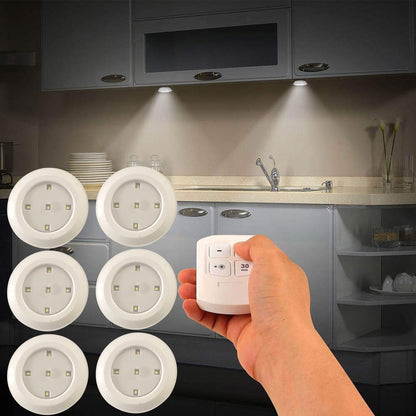6 LED Light Set with Remote - Cool White for Cabinets & Displays - Image 4