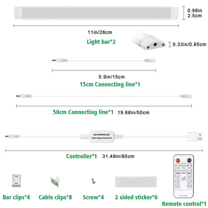 Led Under Cupboard Kitchen Lights, Dimmable Bar Cupboard Lights with Remote Control for Wardrobe,Cupboards, Closets, Display Cabinets（Natural White,2 Pack） - Image 2