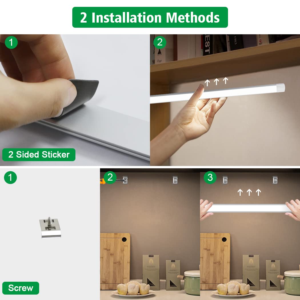 Led Under Cupboard Kitchen Lights, Dimmable Bar Cupboard Lights with Remote Control for Wardrobe,Cupboards, Closets, Display Cabinets（Natural White,2 Pack） - Image 4