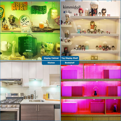 RGB Single LED Kitchen Under Cabinet Puck Light,Color Changing LED Under Cabinet Lights Kit,Aluminum Slim Multi Color Wired Display Cupboard Light for Kitchen 2 PCS - Image 5