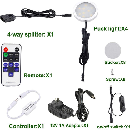 Dimmable & Timing Under Counter Lights Kitchen with Wireless RF Remote,Ultra-Thin 240V LED Cabinet Lights,12W Shelf Lights，4 Lights,Daylight White - Image 2