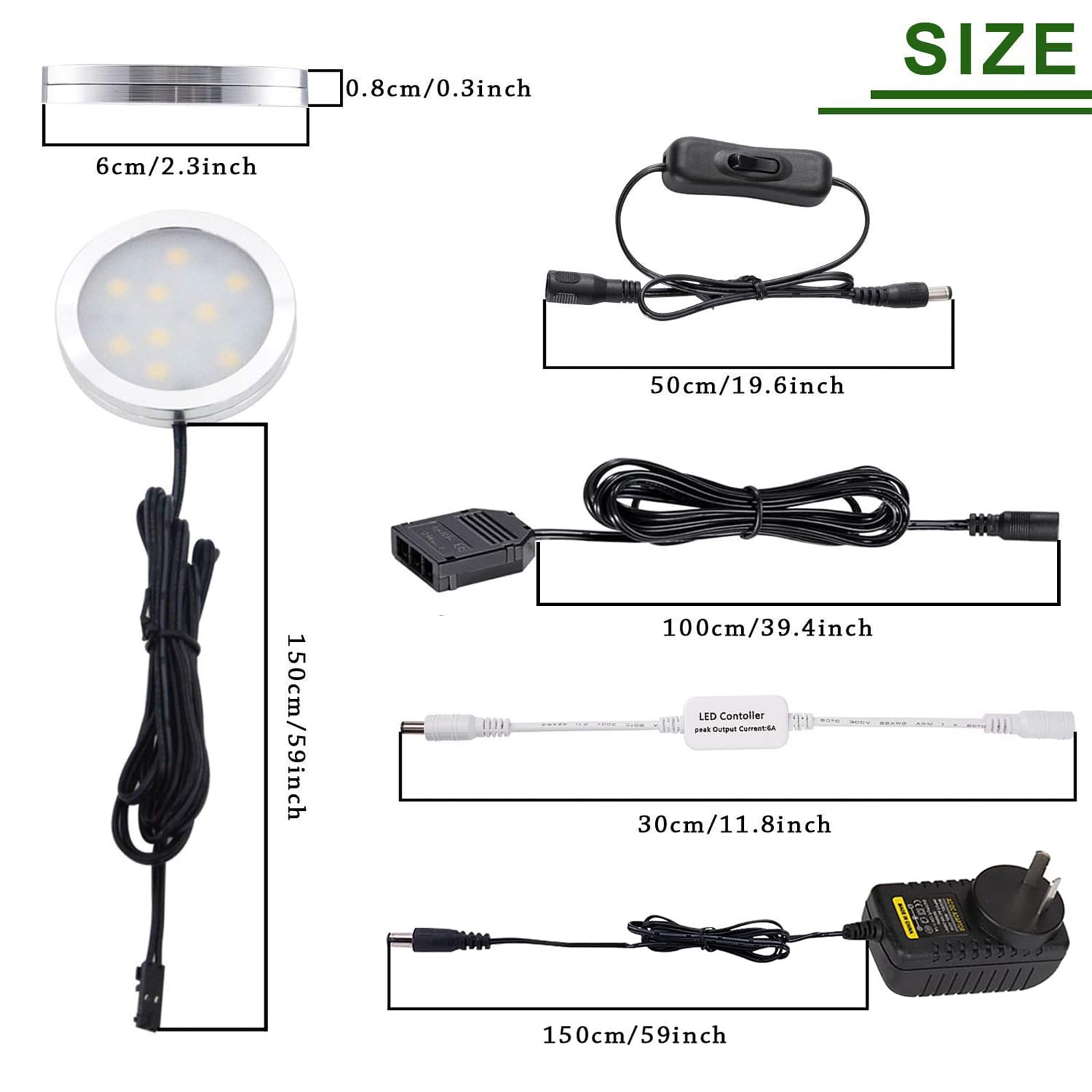 Dimmable & Timing Under Counter Lights Kitchen with Wireless RF Remote,Ultra-Thin 240V LED Cabinet Lights,12W Shelf Lights，4 Lights,Daylight White - Image 3