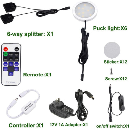Dimmable & Timing Under Counter Lights Kitchen with Wireless RF Remote,Ultra-Thin 240V LED Cabinet Lights,12W Shelf Lights，6 Lights,Daylight White - Image 2