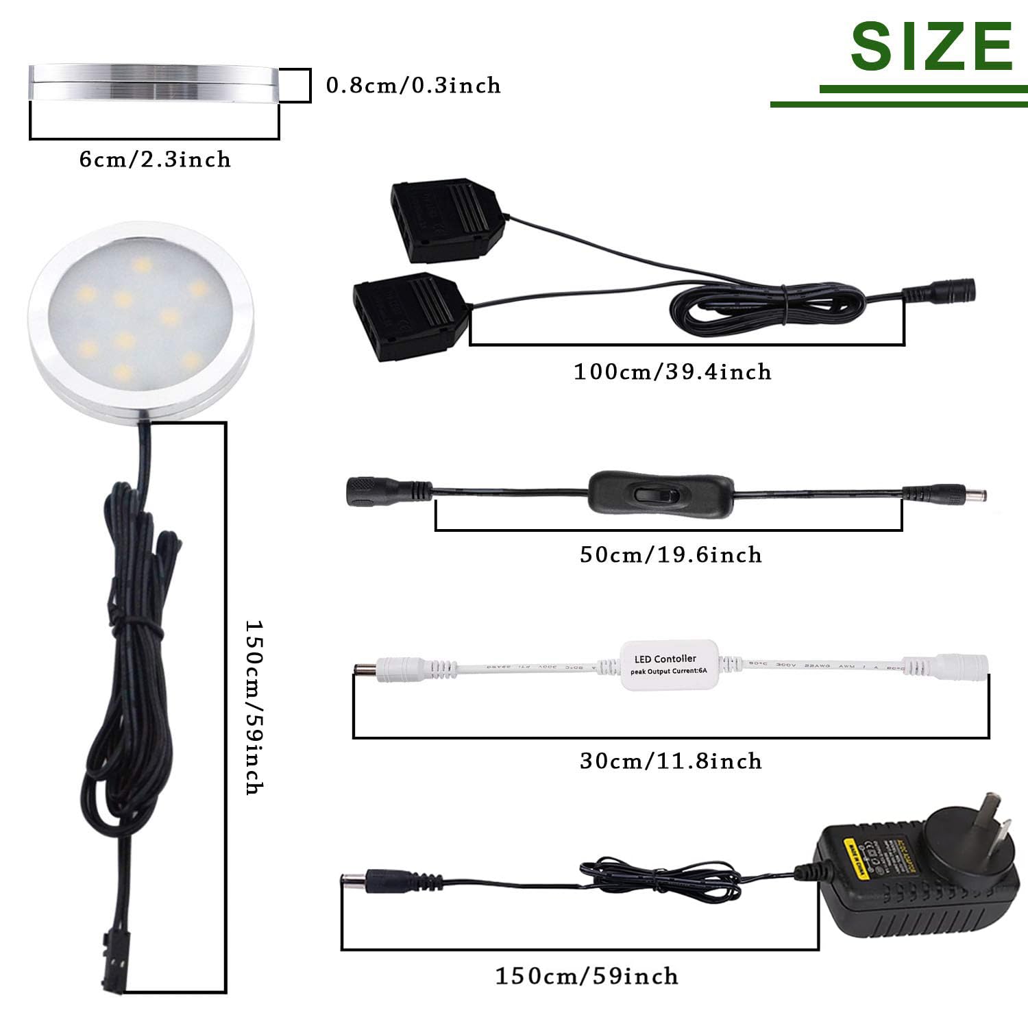 Dimmable & Timing Under Counter Lights Kitchen with Wireless RF Remote,Ultra-Thin 240V LED Cabinet Lights,12W Shelf Lights，6 Lights,Daylight White - Image 3