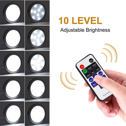 Dimmable LED Under Cabinet Lighting, Counter Showcase Kitchen Lighting Fixtures with 12V Plug in Adapter and Dimmable Wireless Remote Control, 6 Ultra Slim Puck Lights Kit (Daylight White) - Image 5