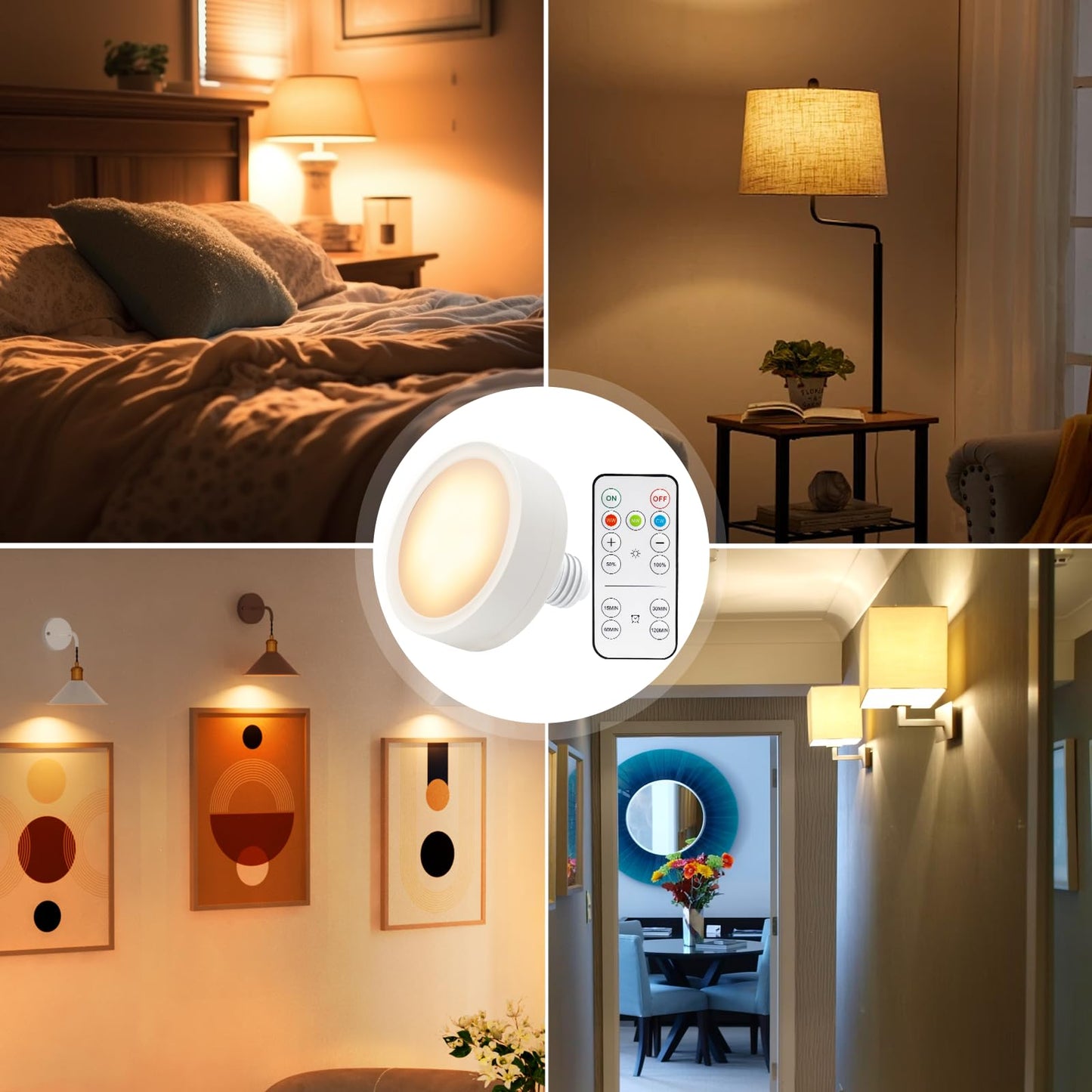 LED Battery Operated Lamps for Indoor Wall Light, E27, Remote Control and Touch Control CCT with E27 and Iron Piece for Living Room, Bedroom, Staircase, Hallway, Wireless Wall Light, Pack of 2 - Image 7