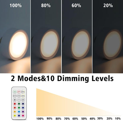 LED Puck Lights with Remote Battery Powered RGB Puck Light for E27 Chandelier,Dimmable Puck Light for Table Lamp Cupboard - Image 3