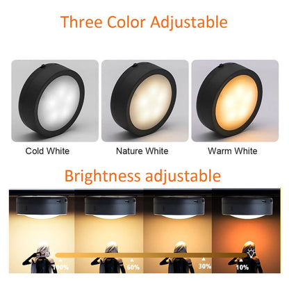 AIBOO Rechargeable Cabinet Lights, 6 Pack Puck Lights, 3 Colour, Remote, Black  - Image 5